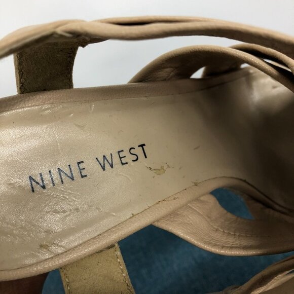 Nine West Nude Leather Suede Victoria Cut Out Platform 5" Slingback size 5.5 - Picture 11 of 14